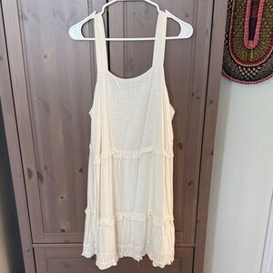 Dex Linen Rayon tier dress cream summer ruffle